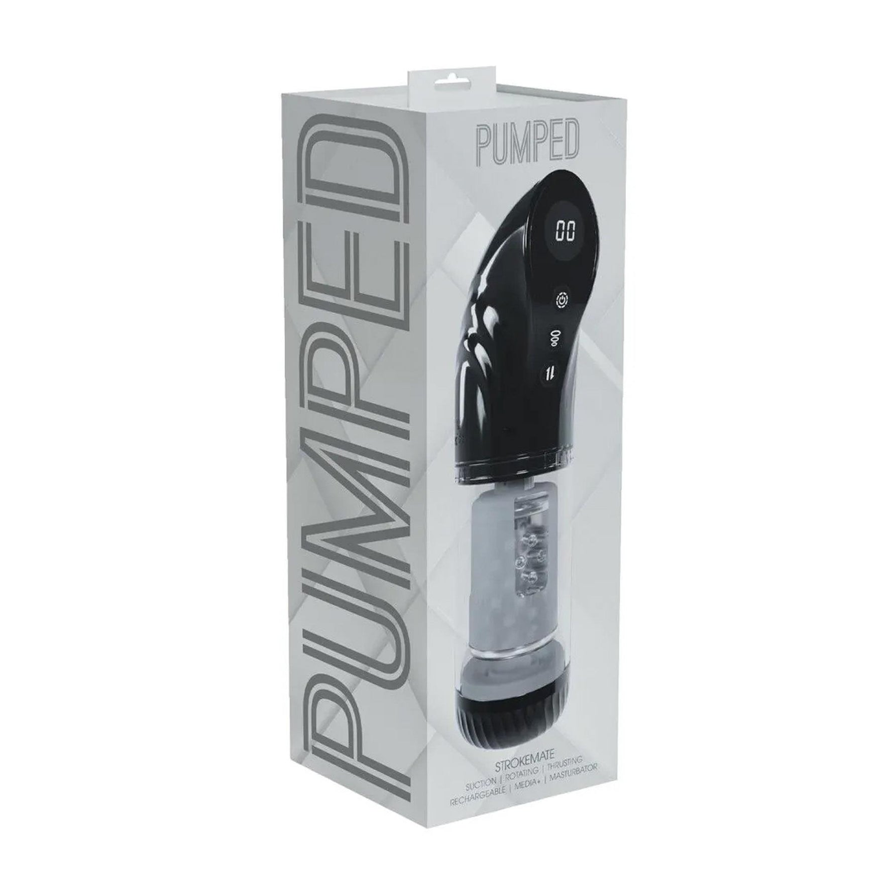 Pompă de masturbare rotativă StrokeMate Neagră 31 cm