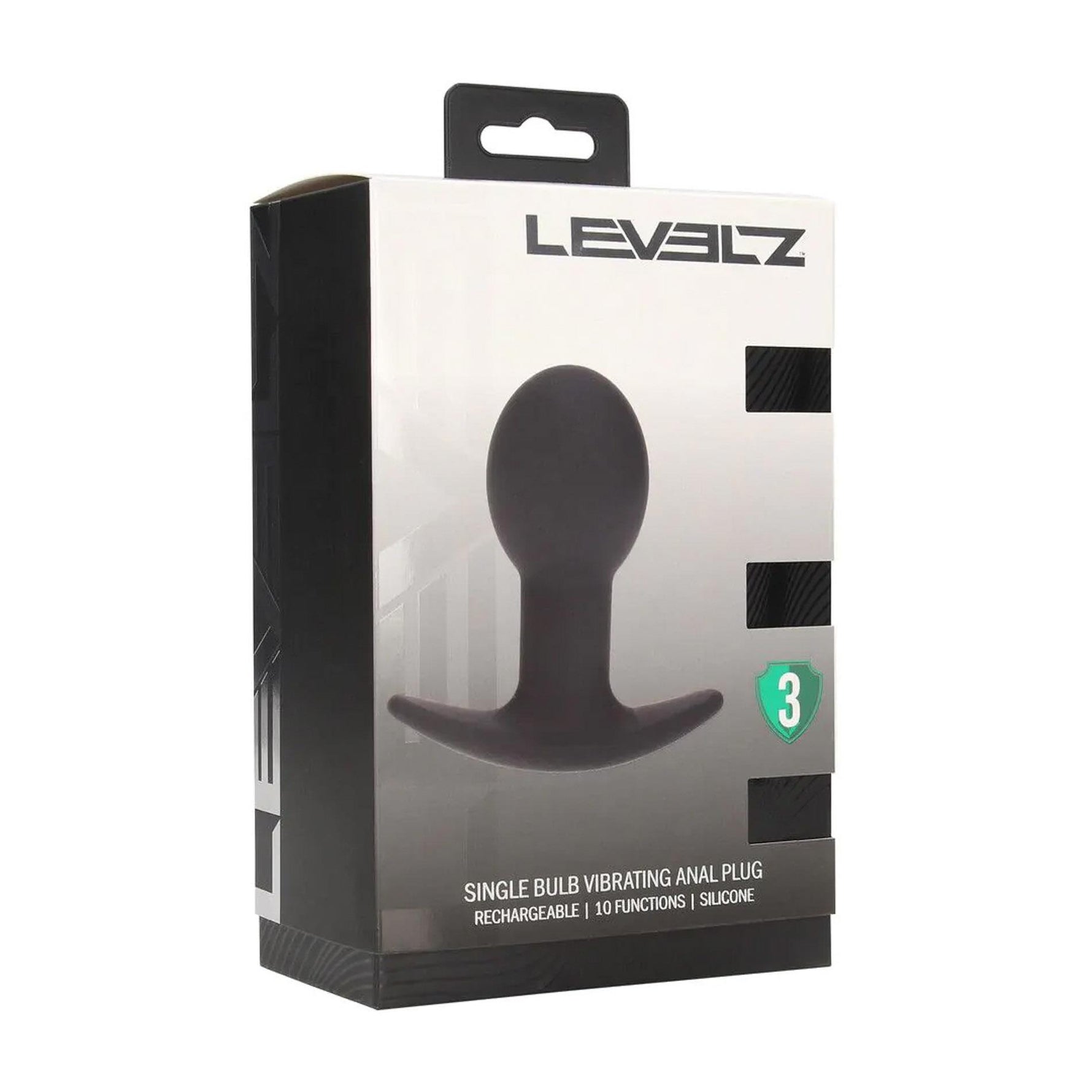 Plug anal vibrant din silicon Levelz cu un singur bec, negru, 9 cm