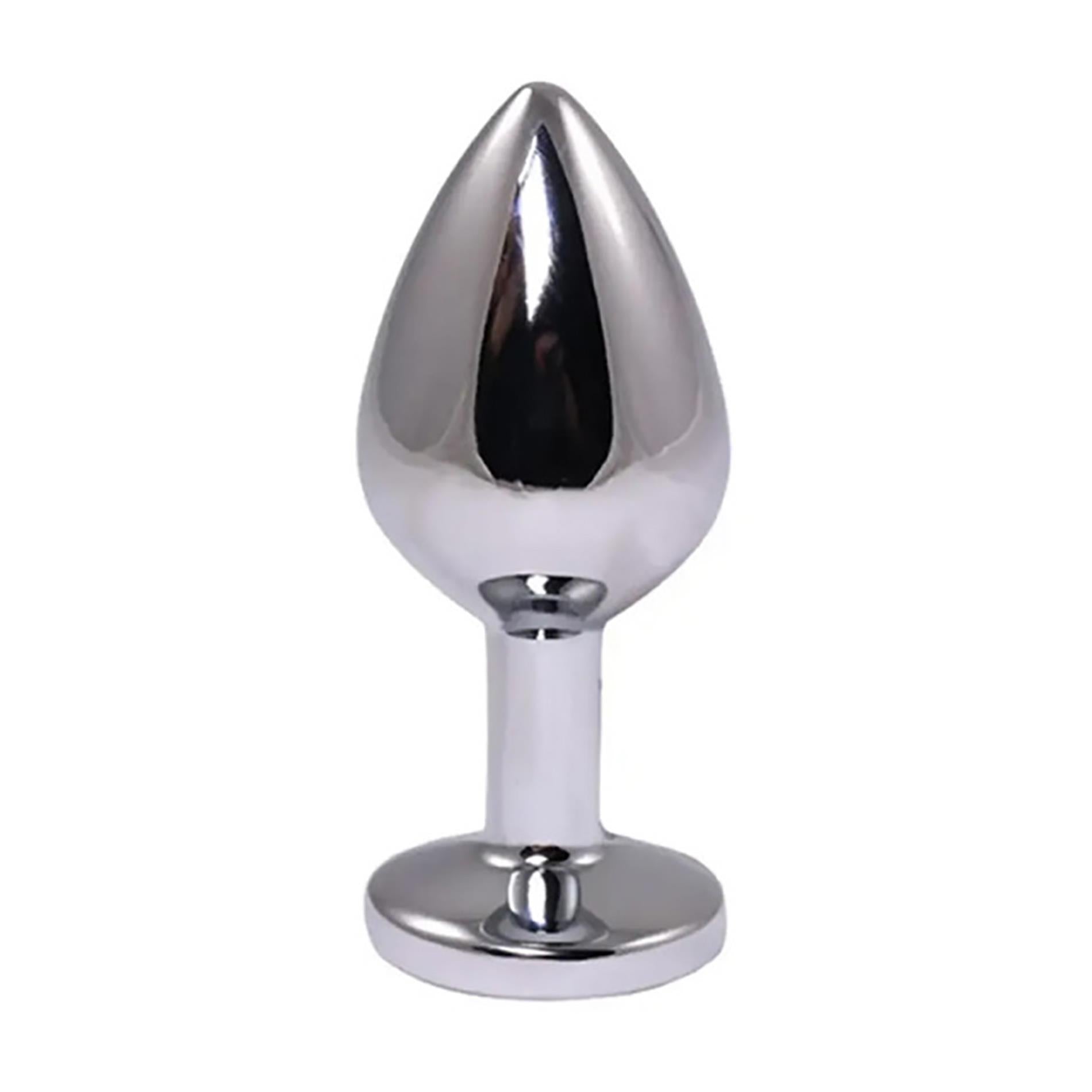 Plug anal Fantasy argintiu mediu cu diamant roșu 8 cm