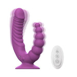 Vibrator dublu Teazers cu ventuză și telecomandă, violet