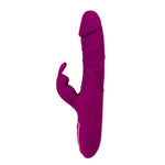Vibrator iepuraș din silicon fantezie cu încălzire 10 moduri USB 22 cm