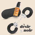 Crushious Désir Noir: Set de cătușe cu legături la ochi și lubrifiant încălzitor