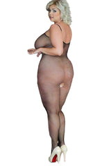 Body de seară Grid SoftLine Plus Size din plasă, negru, XL 3XL