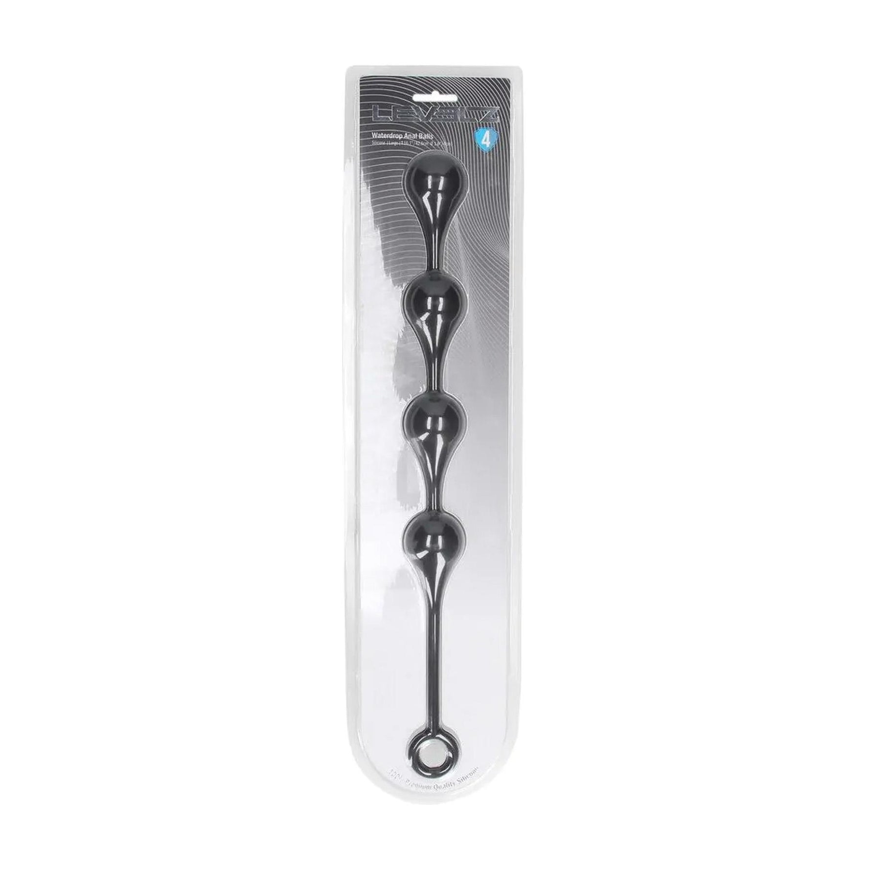 Perle anale din silicon Levelz cu picătură de apă, 40 mm, negre