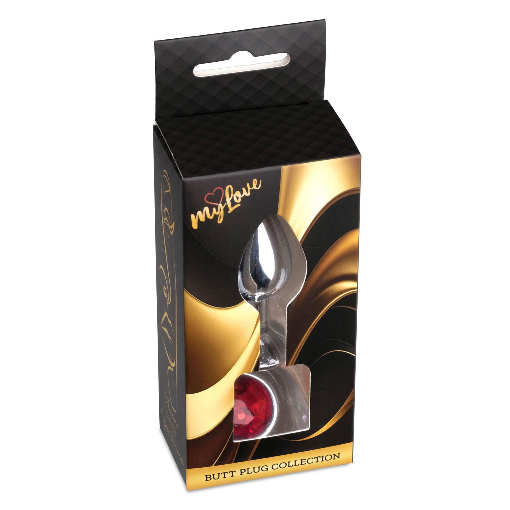 Bijuterii anale din argint MyLove Toys cu diamant roșu 7 cm