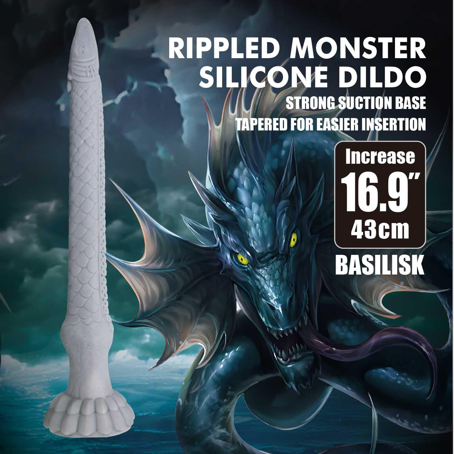 Dildo ondulat din silicon Basilisk Power Monsters 43 cm
