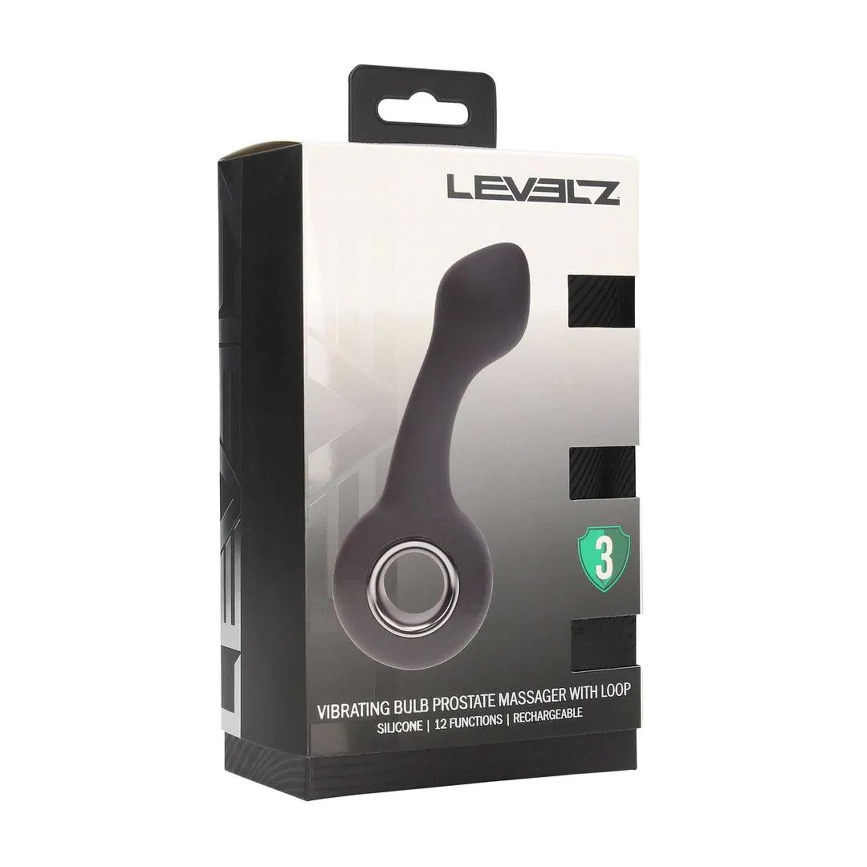 Masaj vibrant pentru prostată Levelz din silicon cu buclă, negru, 14,5 cm