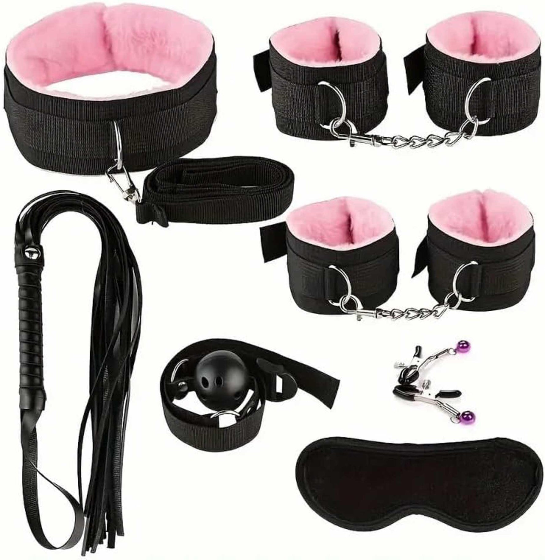 Set de cătușe BDSM Fetish seria B cu blană roz