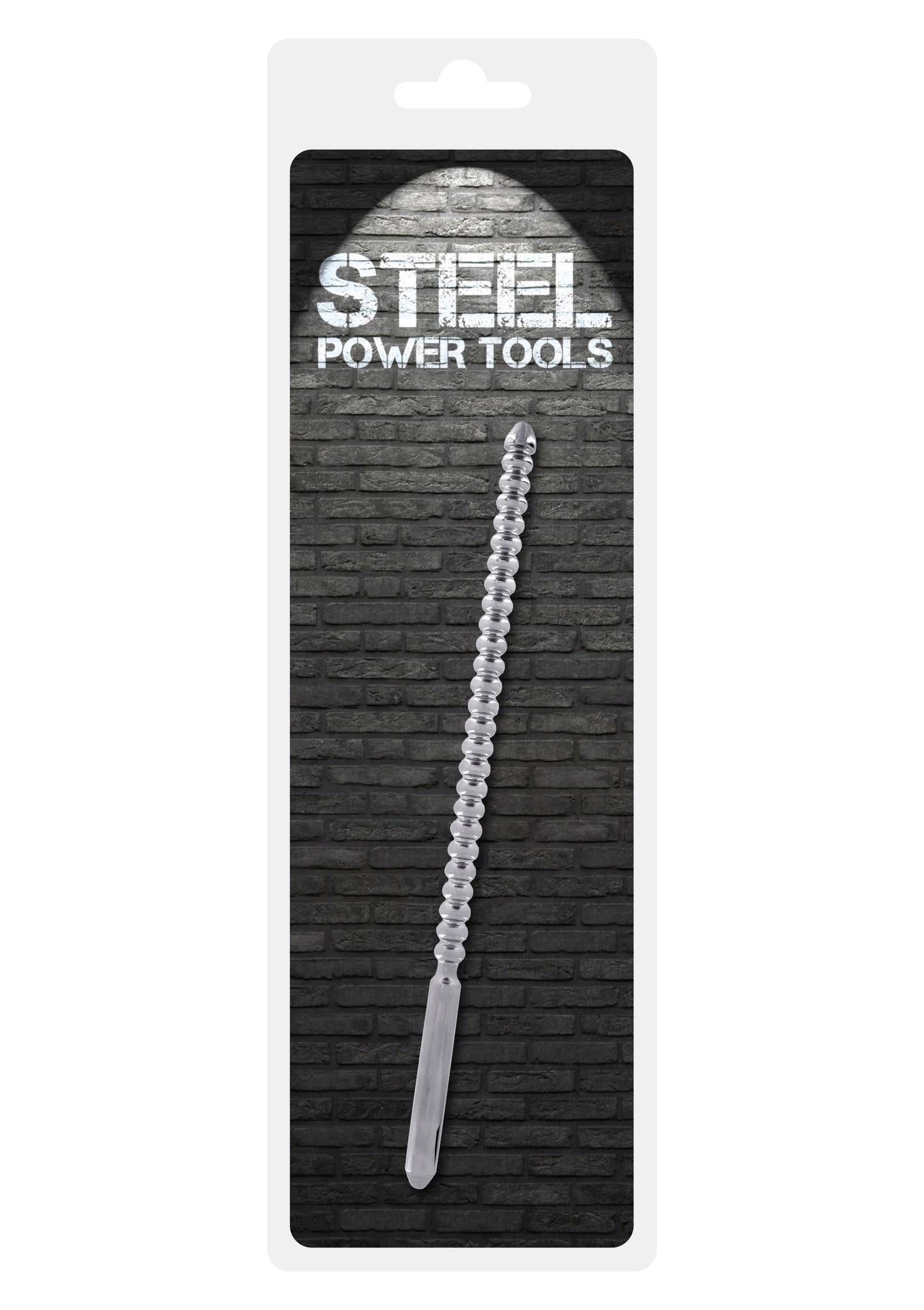 Sondă uretrală cu nervuri din oțel pentru scule electrice, argintie, 10 mm, 24 cm
