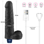 Dildo vibrant realist Lovetoy Real Softee, negru, USB, 23 cm