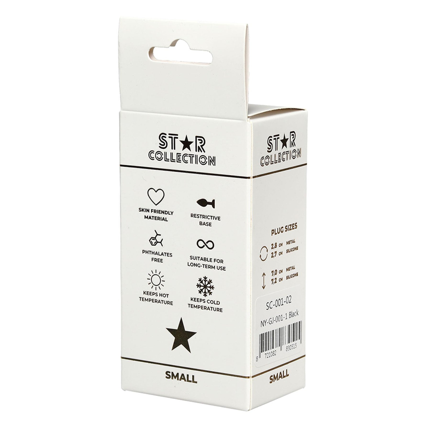 Plug anal din silicon Star Collection S negru cu cristal roz 7cm