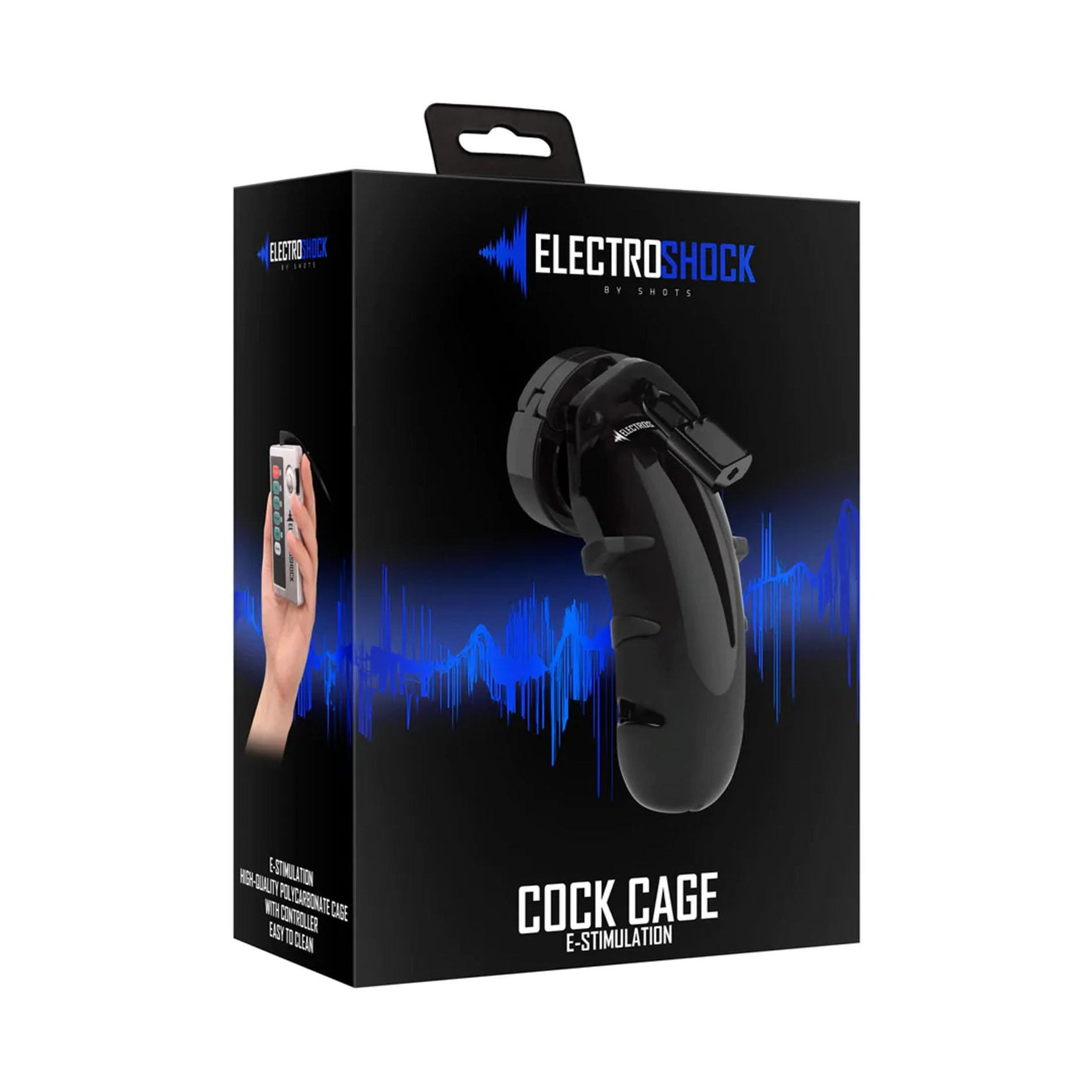 Cușcă de castitate ElectroShock cu electrostimulare, neagră, 11,5 cm