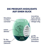 Masturbator hidroactiv Satisfyer Eggcited Riffle, verde deschis, 7 cm