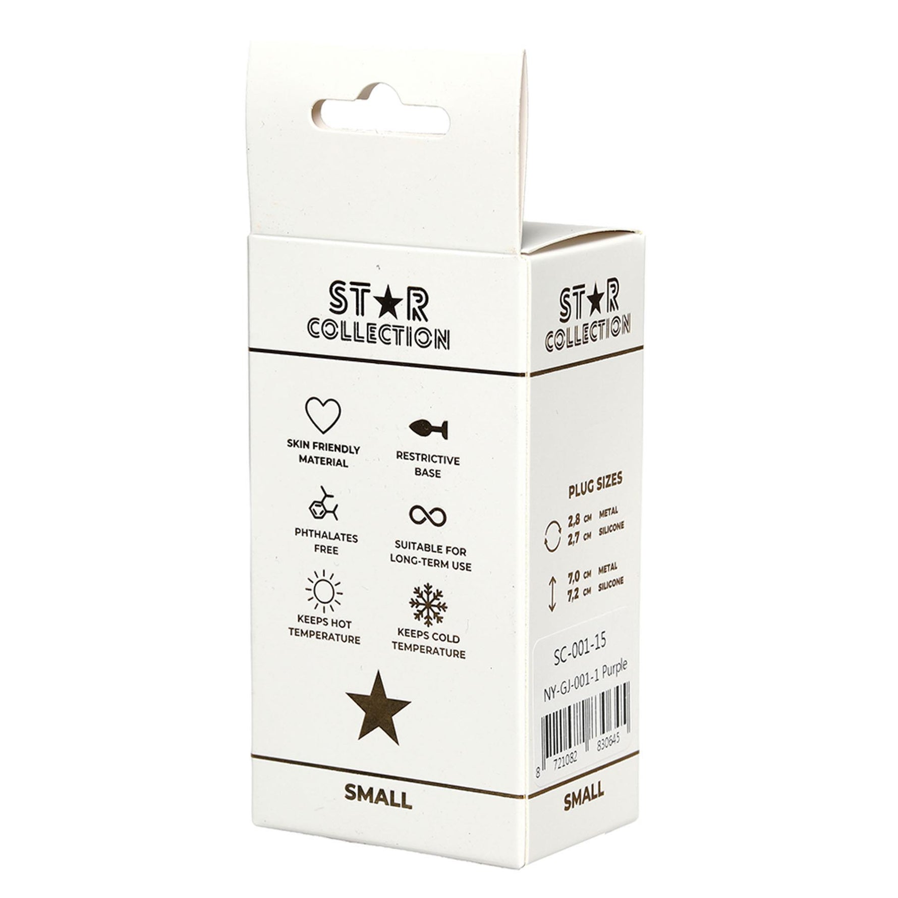 Plug anal din silicon Star Collection violet S cu piatră roz 7cm