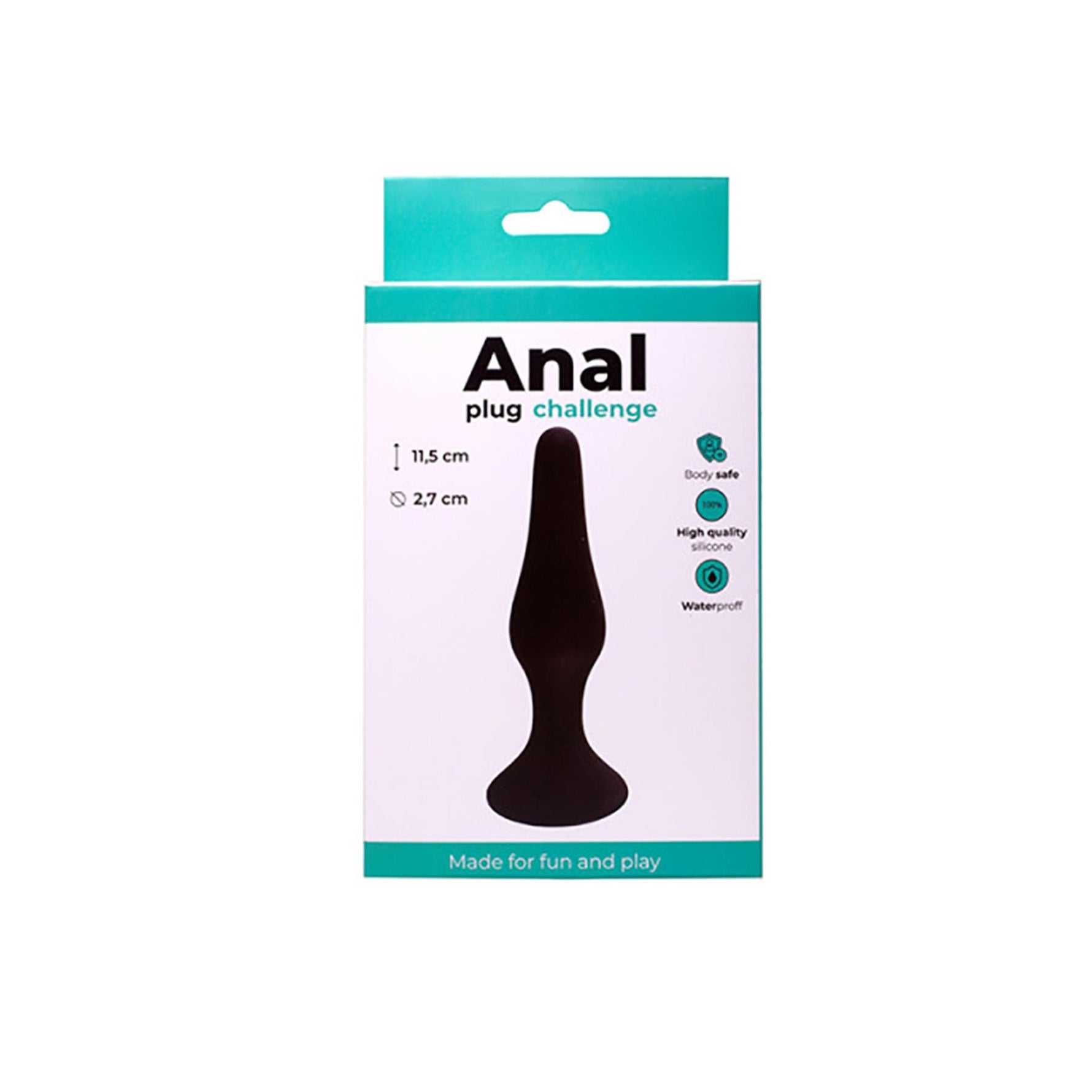 Dop anal Fantasy din silicon, negru, mediu, 11,5 cm