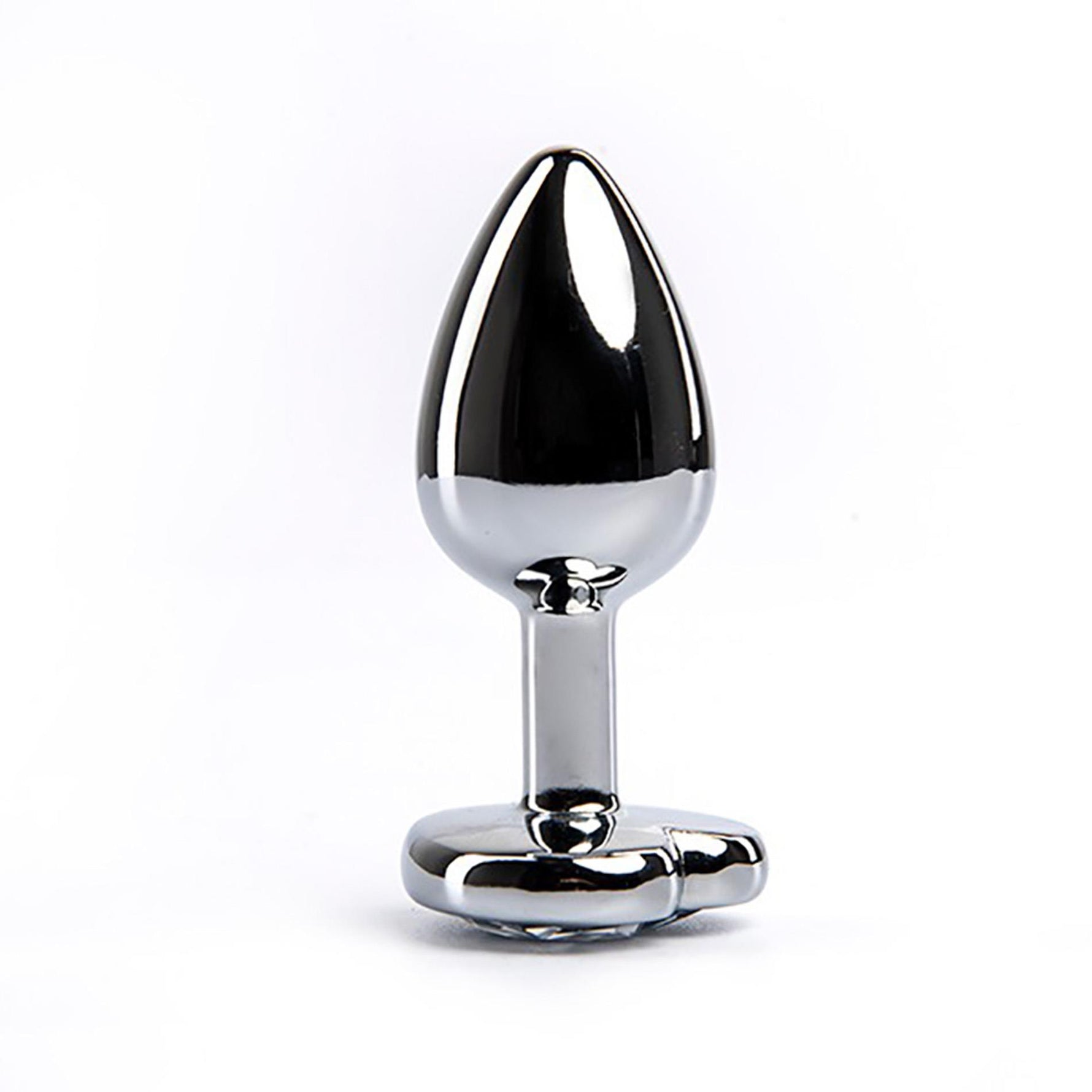 Plug anal mediu, în formă de inimă, din argint, cu cristal Fantasy alb