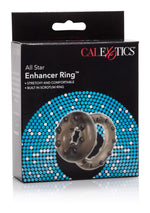 Inel pentru penis Calexotics All Star Black TPE cu inel pentru testicule 5 cm