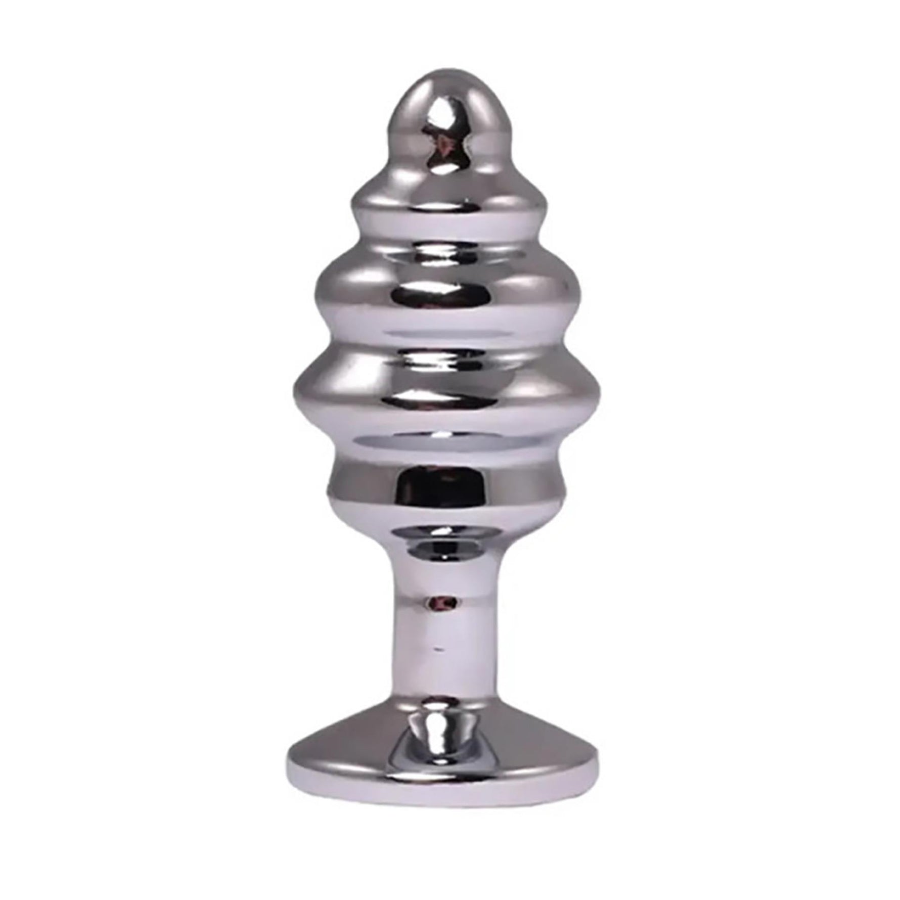 Plug anal Fantasy cu nervuri, mediu, argintiu, cu cristal roșu