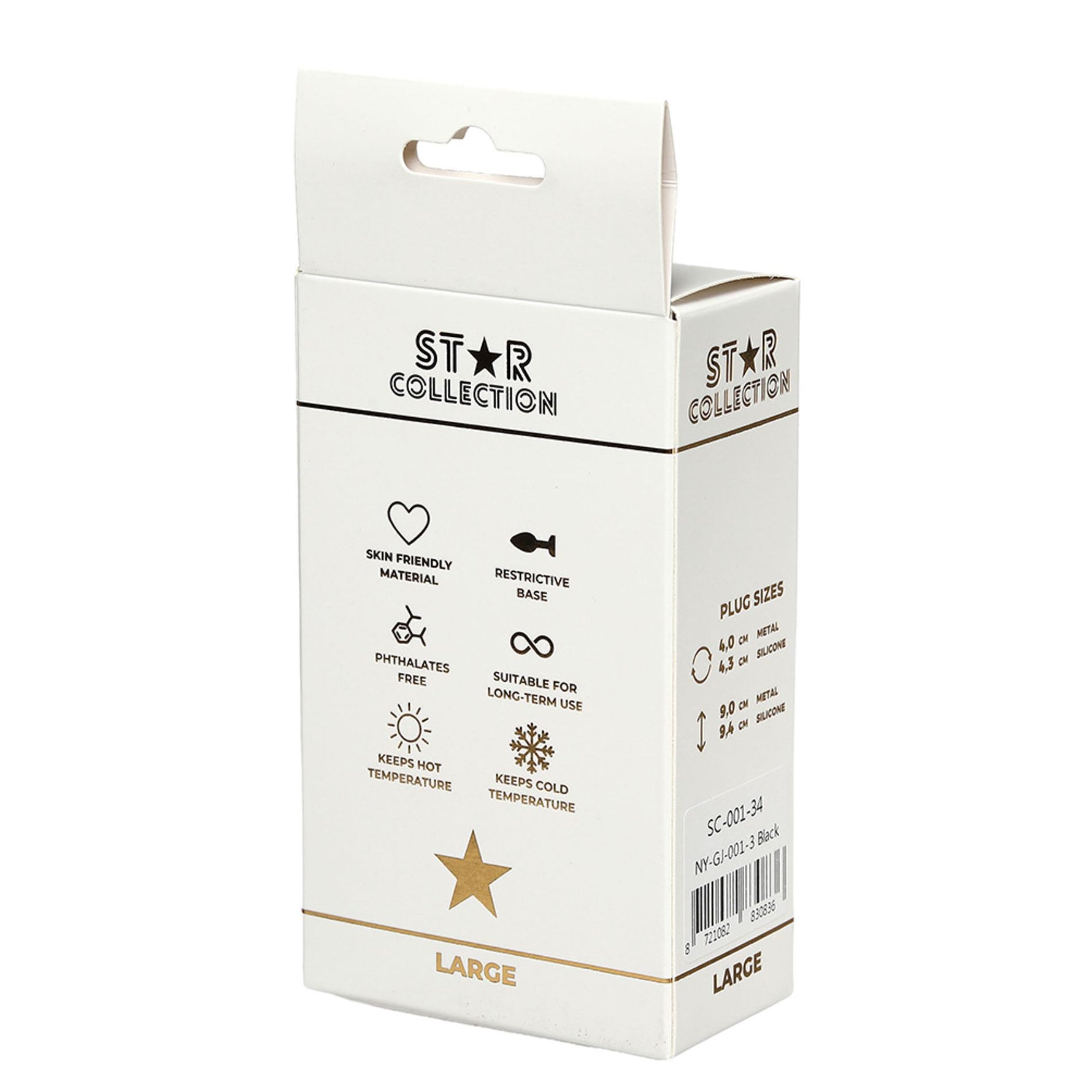 Dop anal din silicon Star Collection, negru, L, piatră mov, 10 cm