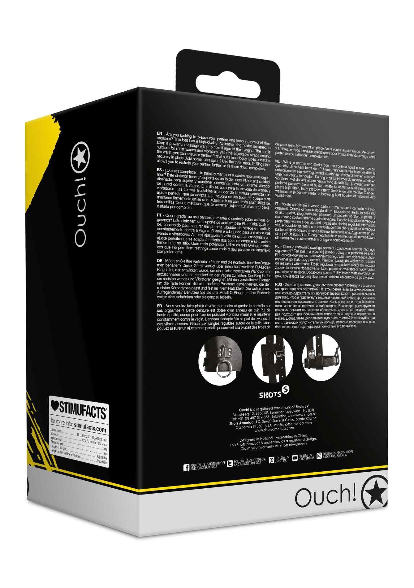 Curea suport vibrator Ouch! Negru PU