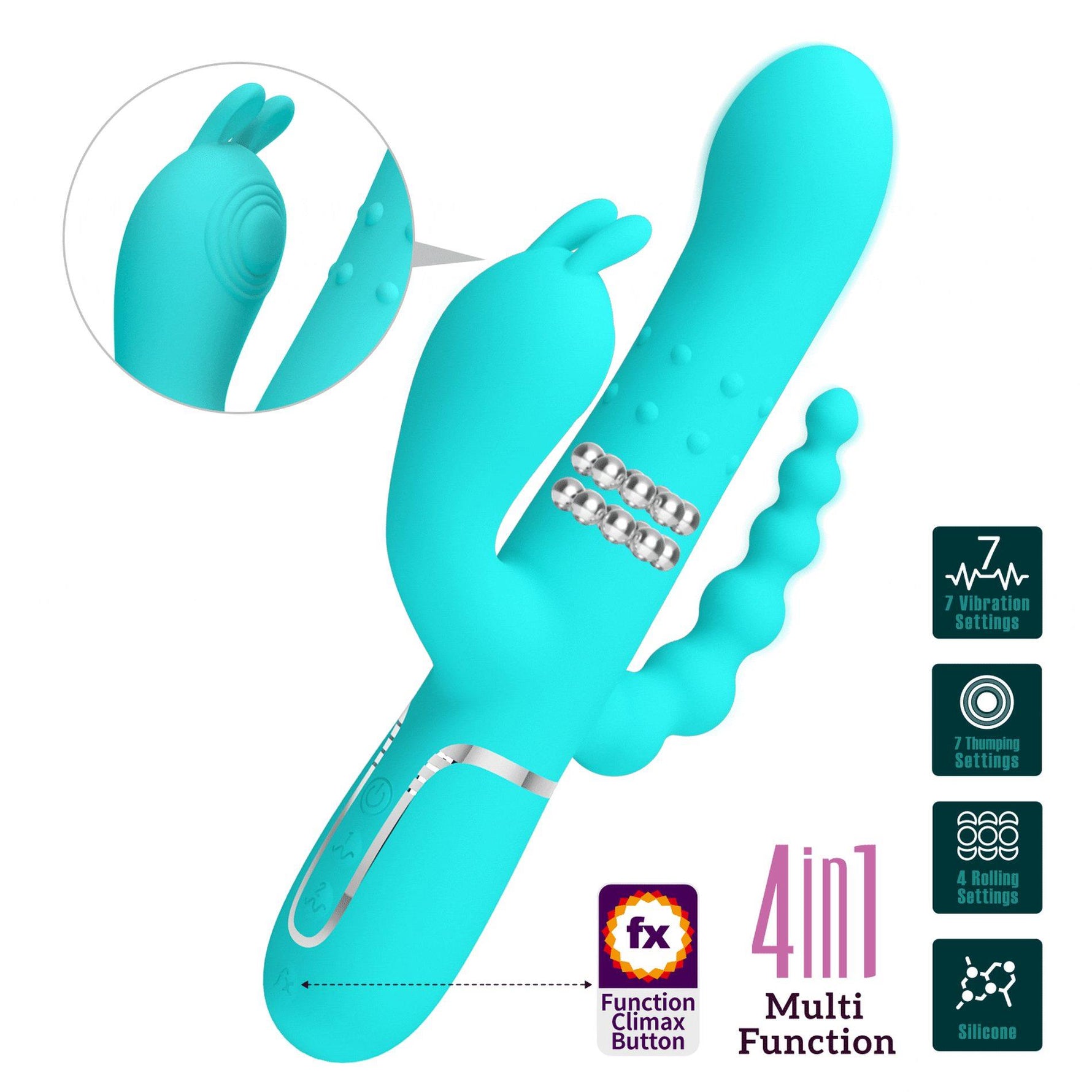 Vibrator cu triplă stimulare Pretty Love Twinkled Tenderness în formă de iepuraș