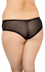 Tanga din dantelă SoftLine Collection, mărime mare, negru, 3XL