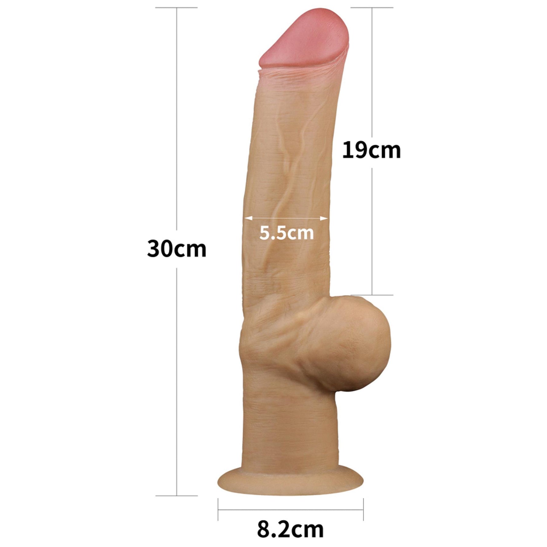 Dildo realist Lovetoy din silicon dublu strat cu mâner 30 cm
