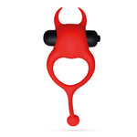 Inel vibrant pentru penis Daemon Crushious, silicon roșu, 12,5 cm