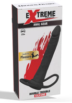 Penetrator anal din silicon Double Trouble, negru, dorință ascunsă