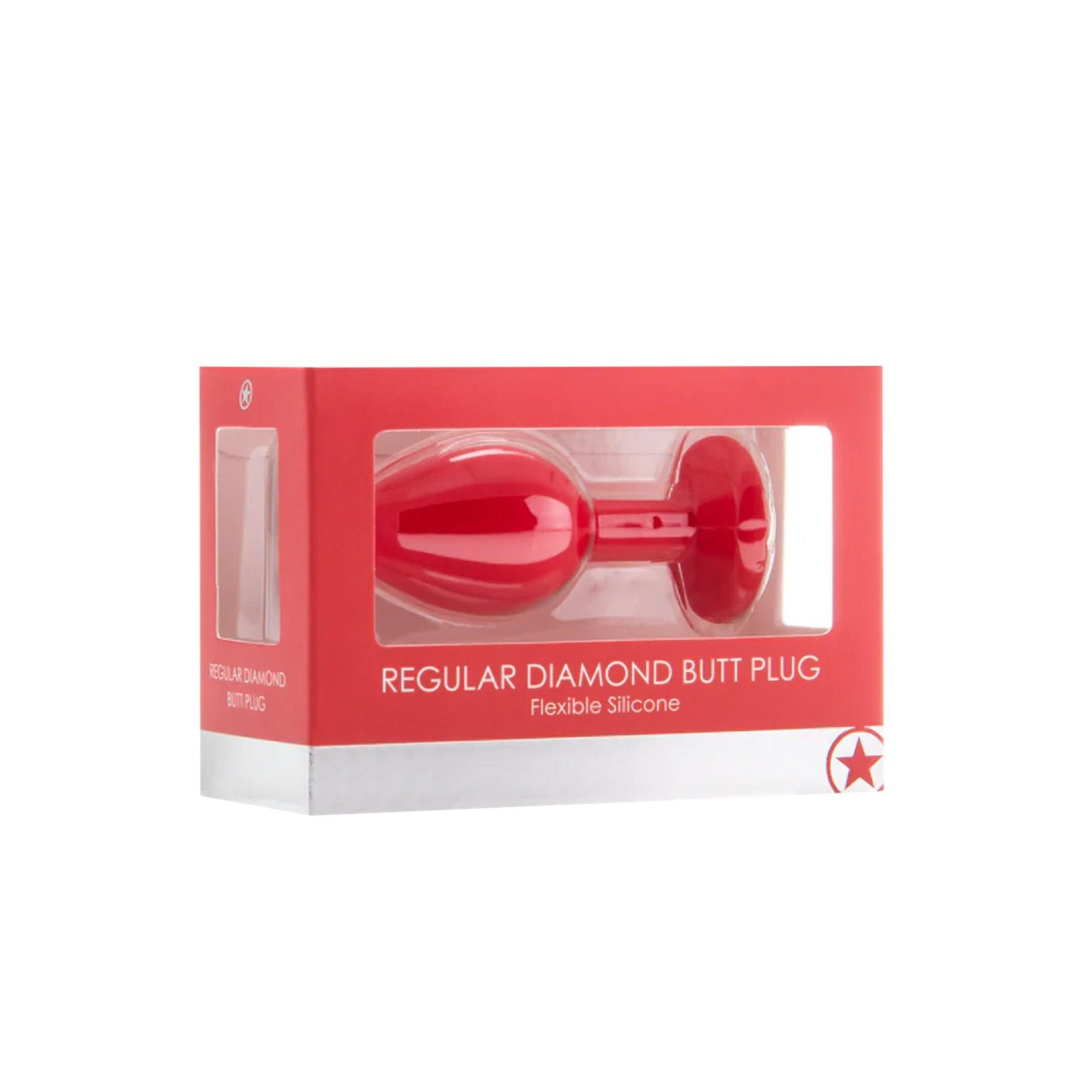 Plug anal cu diamant din silicon Ouch, roșu, 7,3 cm