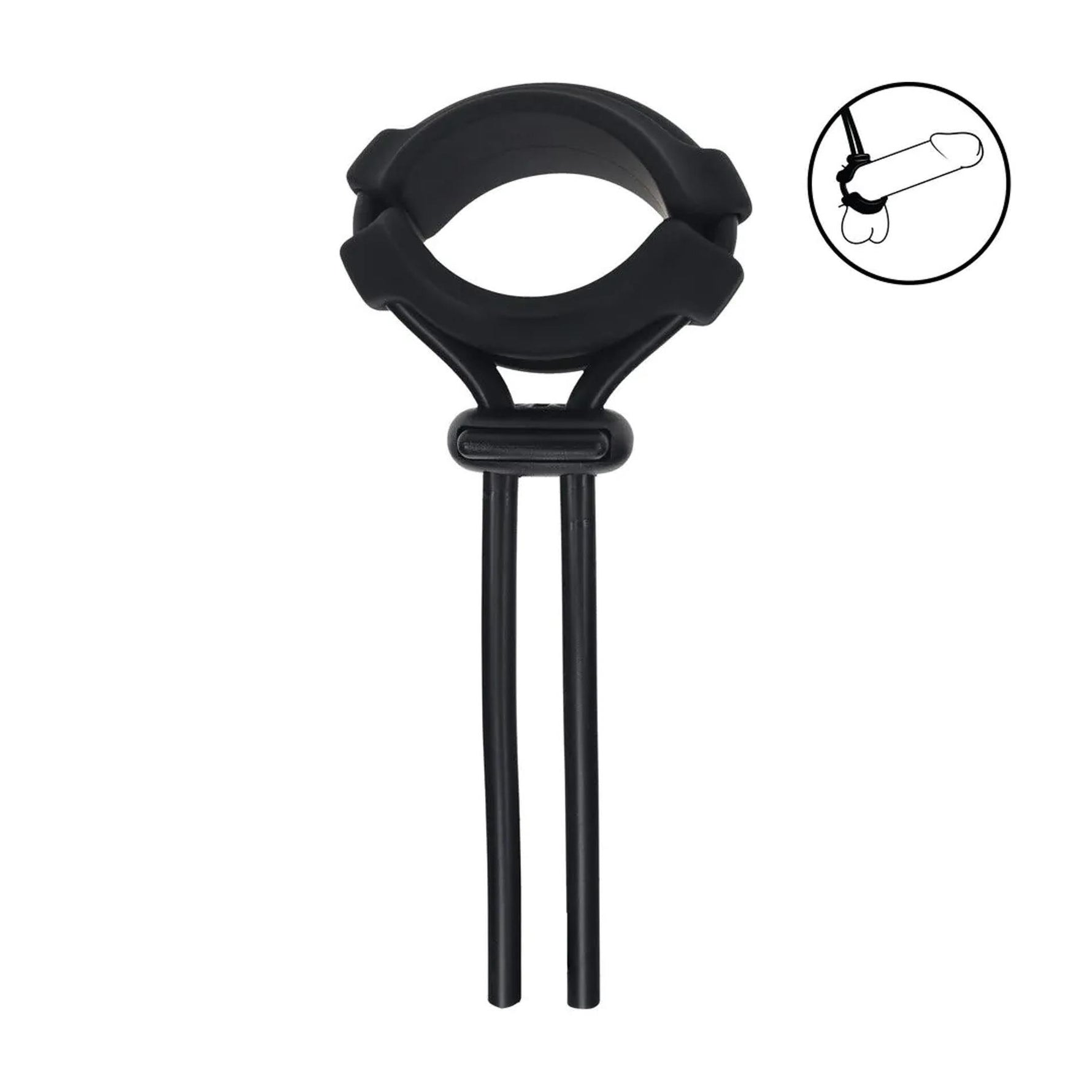 Inel de penis reglabil din silicon Levelz cu cursor, negru