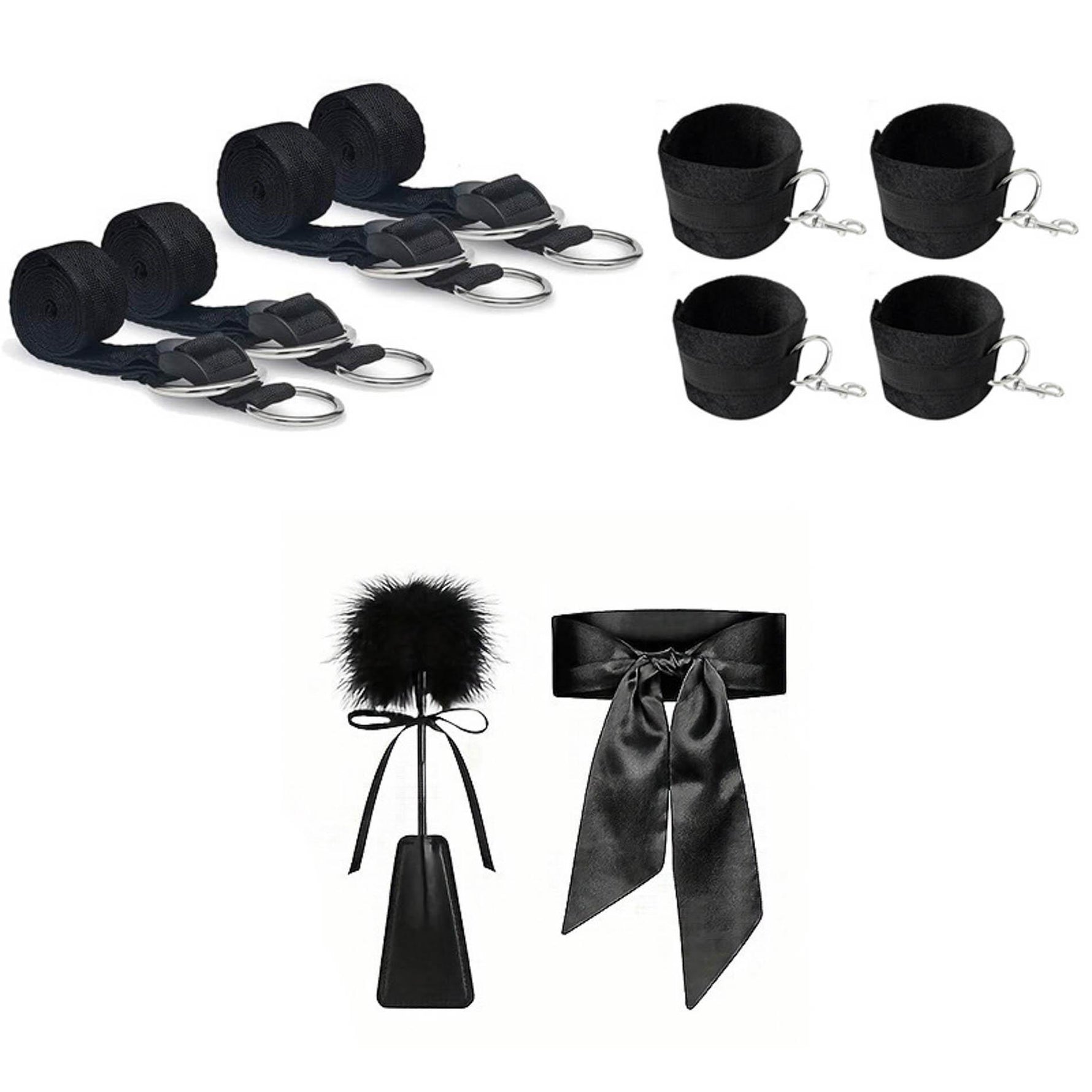 Set de imobilizare la pat Fetish seria B BDSM cu cătușe și pene