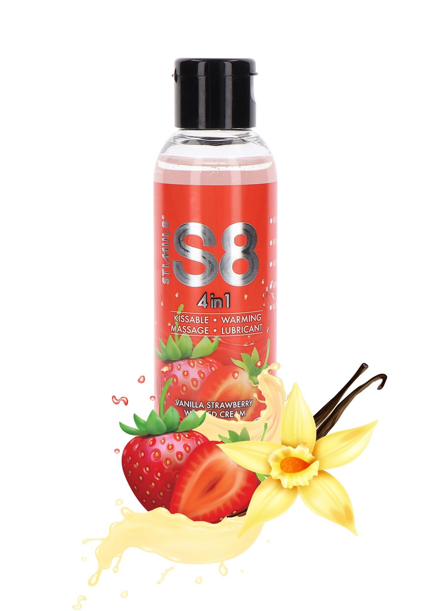 Lubrifiant pentru desert Stimul8 S8 4 în 1, căpșuni, 125 ml