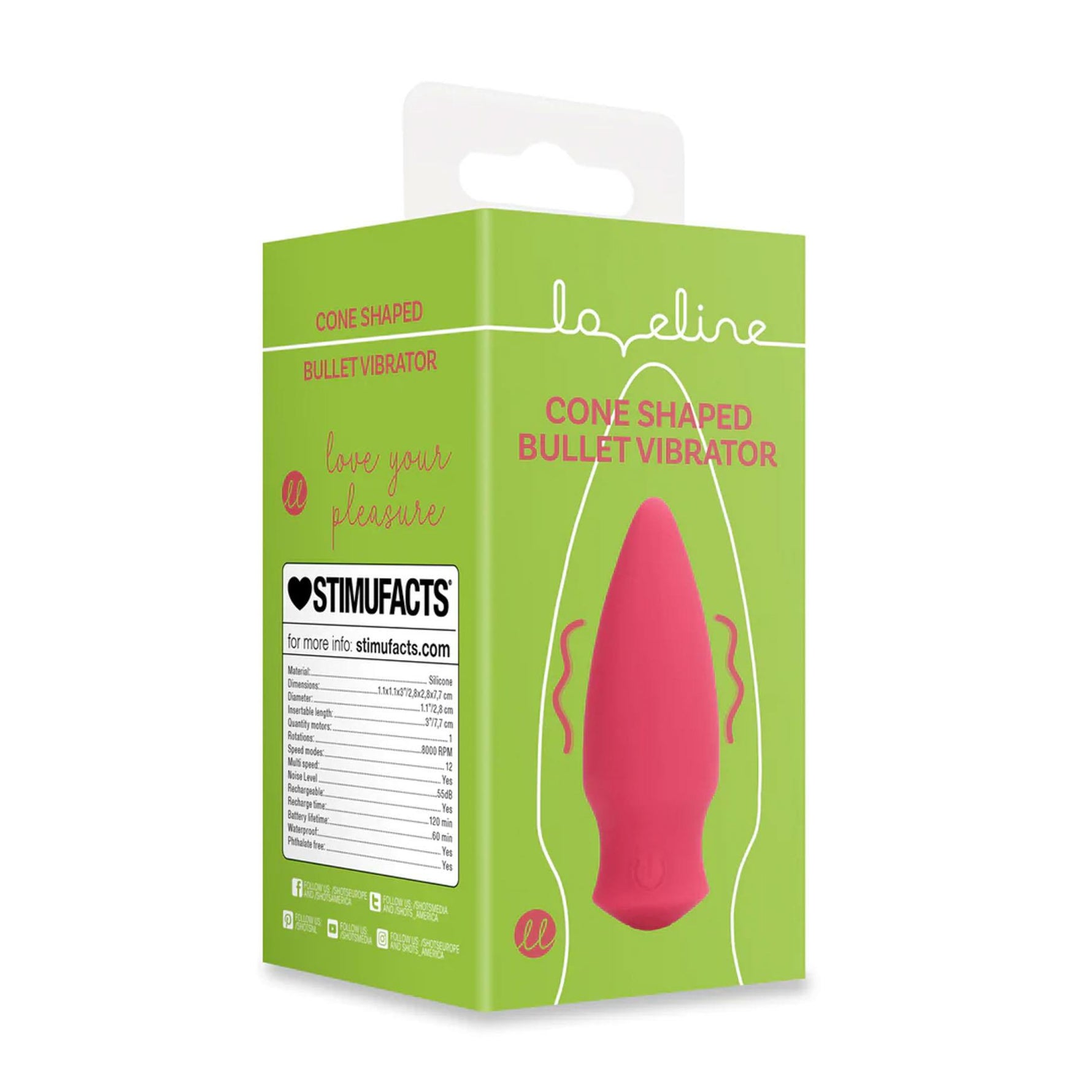 Vibrator Loveline din silicon cu con roșu, 7,7 cm