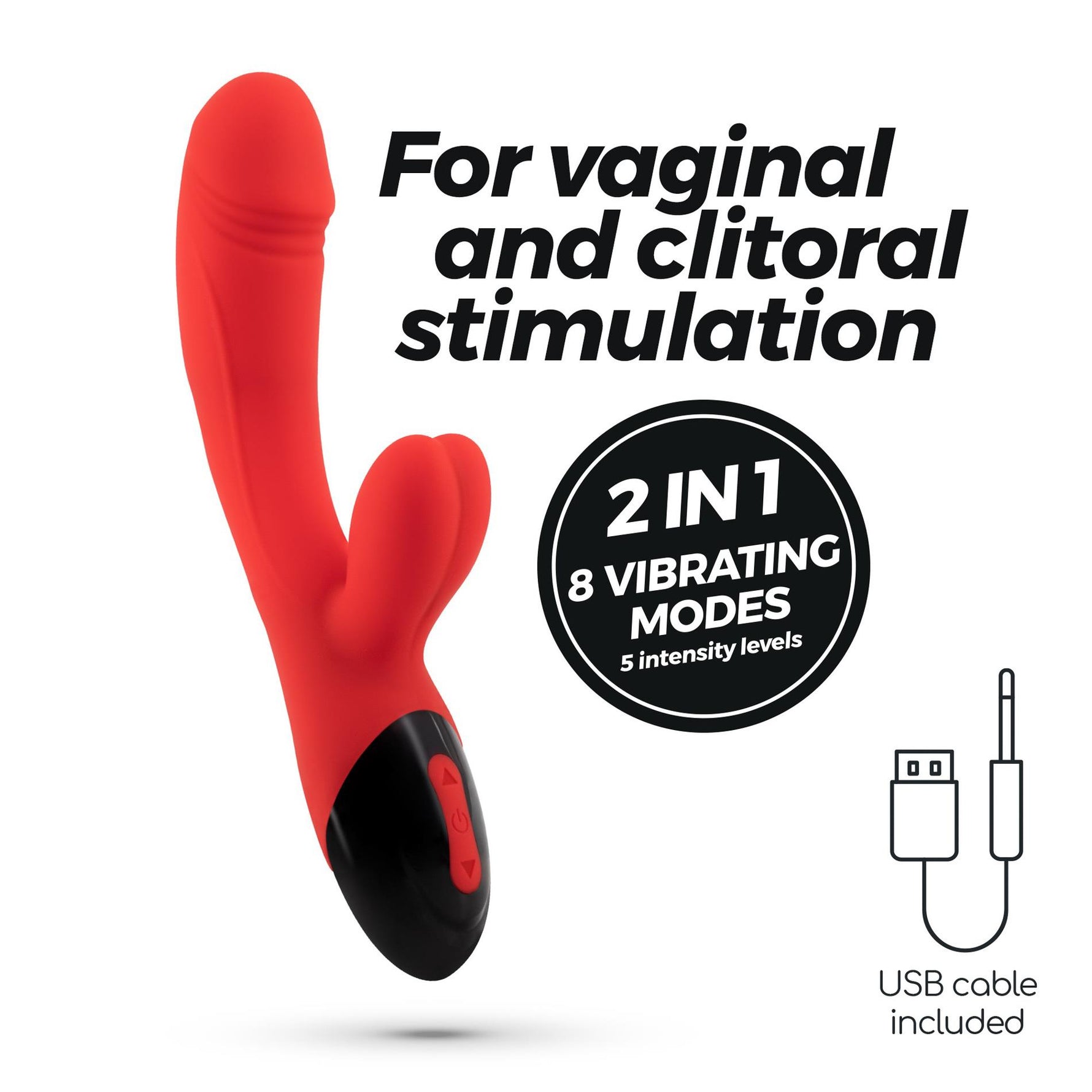 Vibrator USB Crushious Dare Dong din silicon, formă de iepuraș, 20 cm