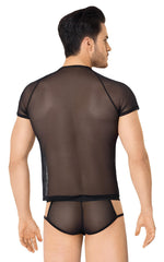 Tricou și pantaloni scurți SoftLine 4607 din plasă, negru, mărimea XL