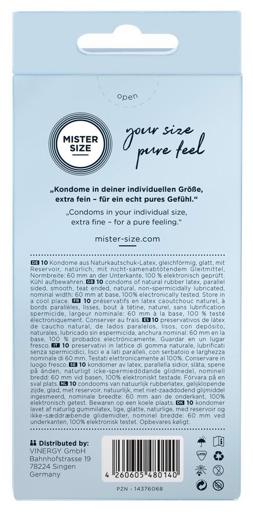 Prezervative vegane din latex Mister Size 60mm, 10 buc.