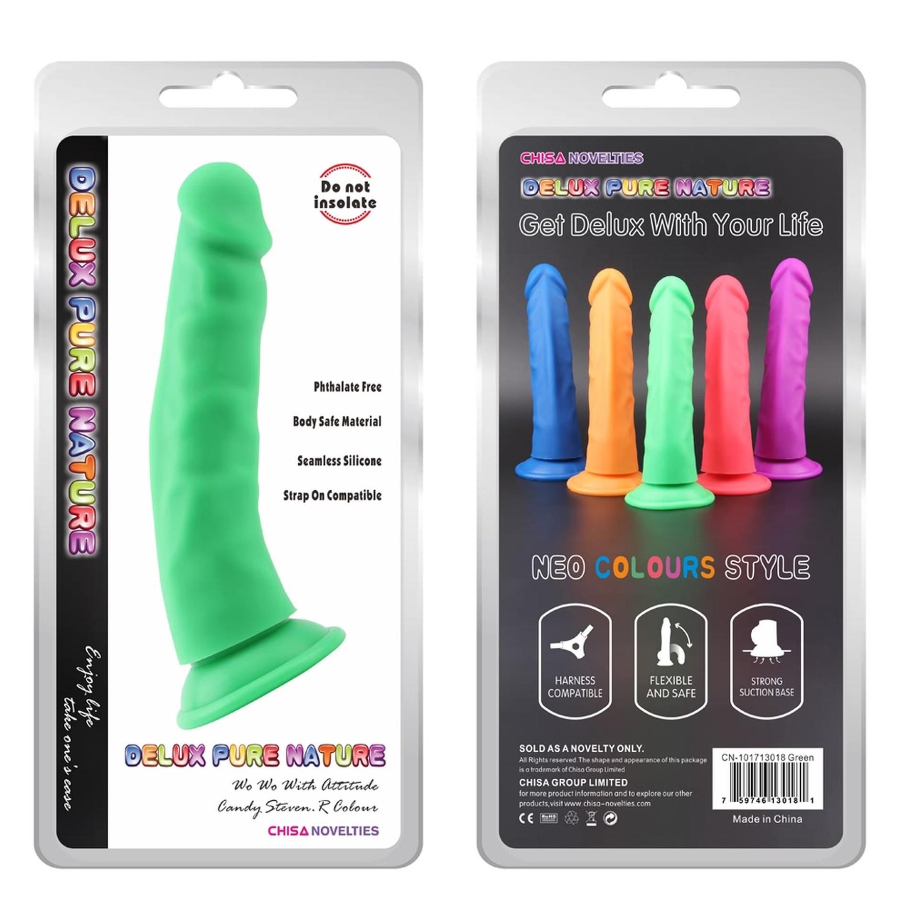 Steven.R Dildo verde din silicon cu ventuză 22,5 cm
