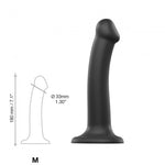 Dildo flexibil din silicon, curea de prindere, negru, M