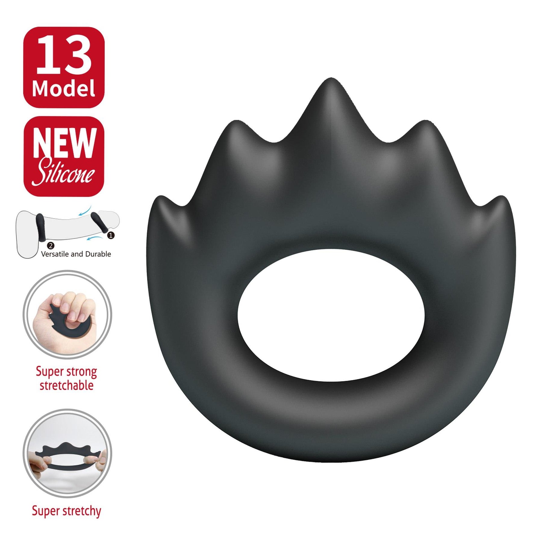 Inel pentru penis Crazy Bull HABERT din silicon super moale, impermeabil