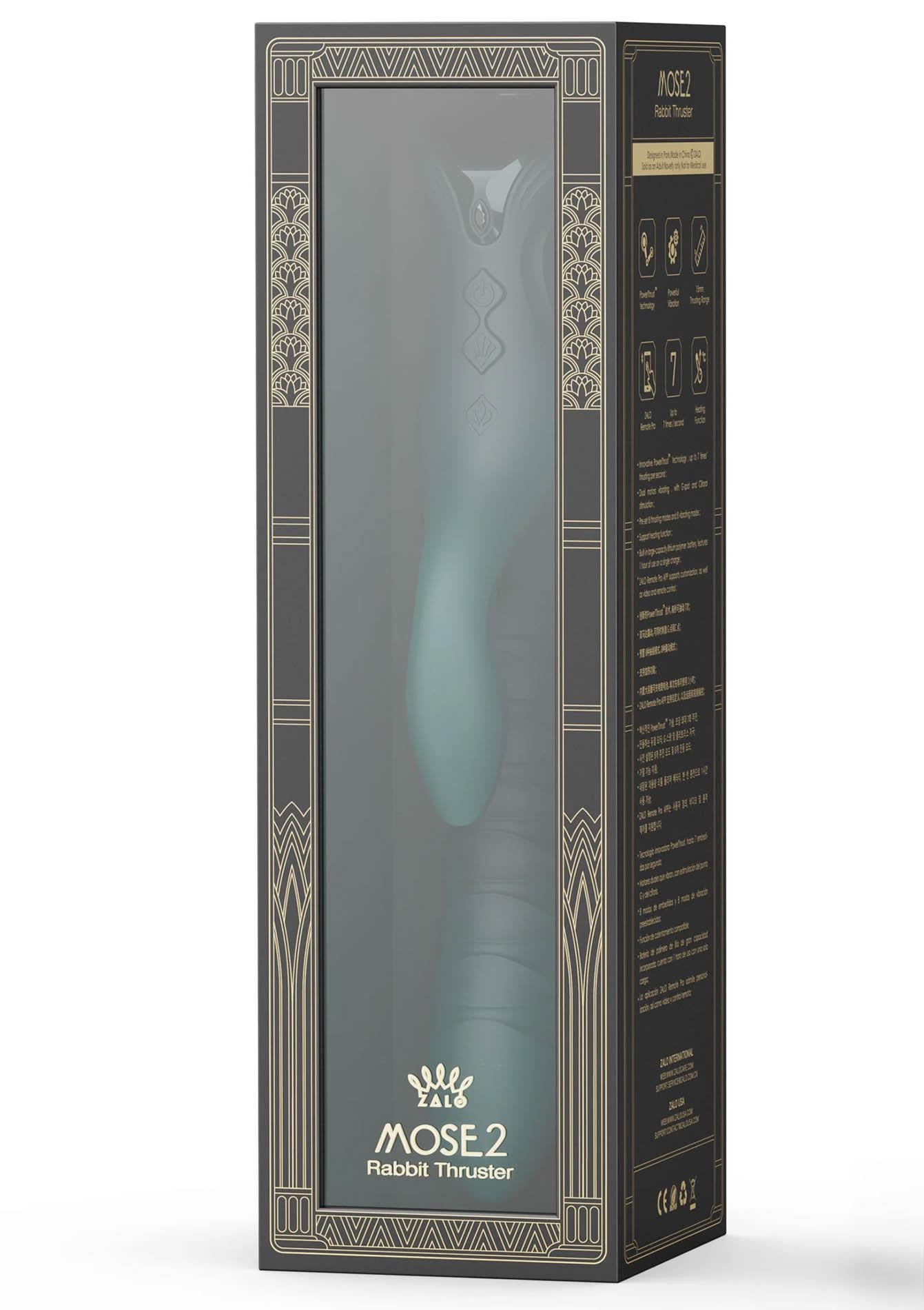 Vibrator încălzit ZALO Mose 2 verde, model iepuraș, 25,8 cm
