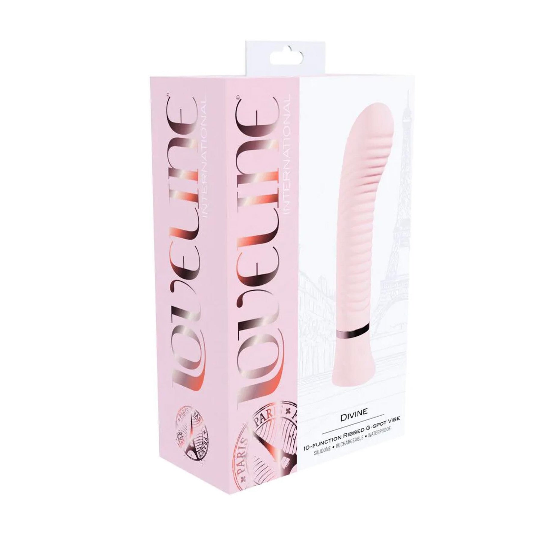 Vibrator Loveline Divine din silicon cu nervuri pentru punctul G, roz, 16 cm