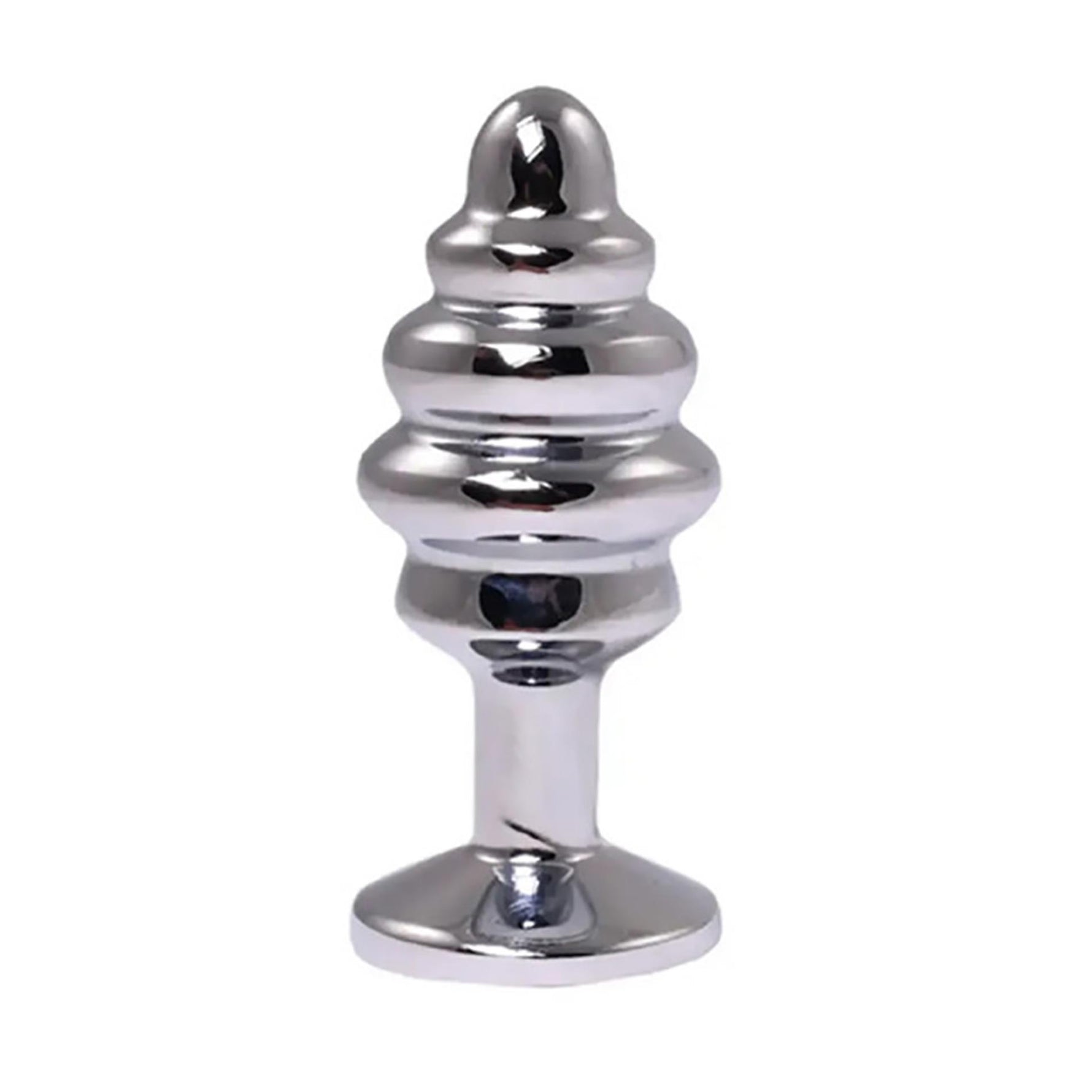 Plug anal Fantasy Ribbed Mediu, argintiu, cu cristal roz