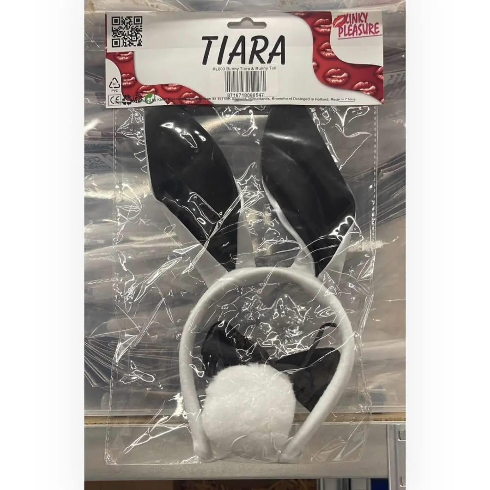 Set Kinky Pleasure Tiara și Coadă de Iepuraș Albe
