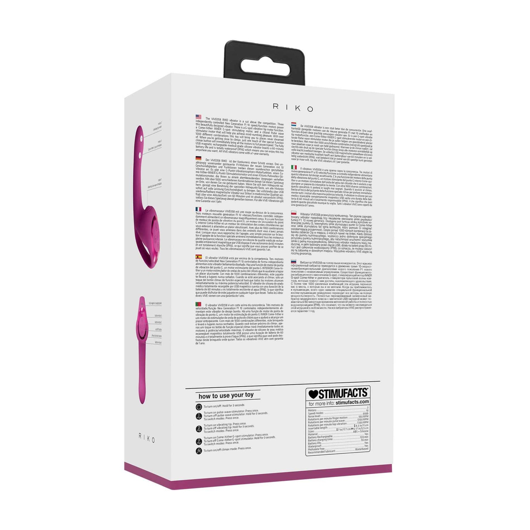 Vibrator USB pentru punct G Vive Riko roz