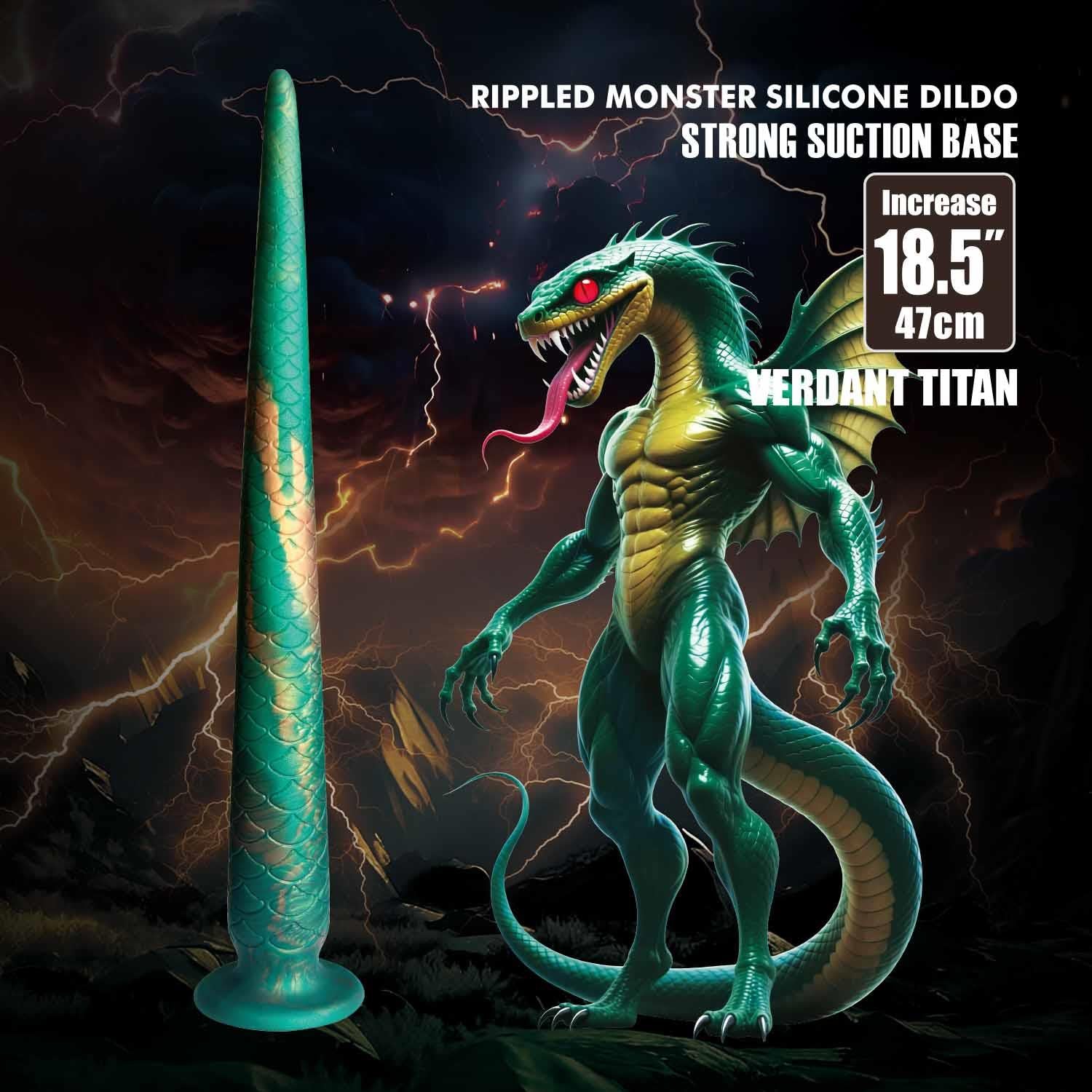 Dildo din silicon Power Monsters Verdant Titan Emerald 47 cm