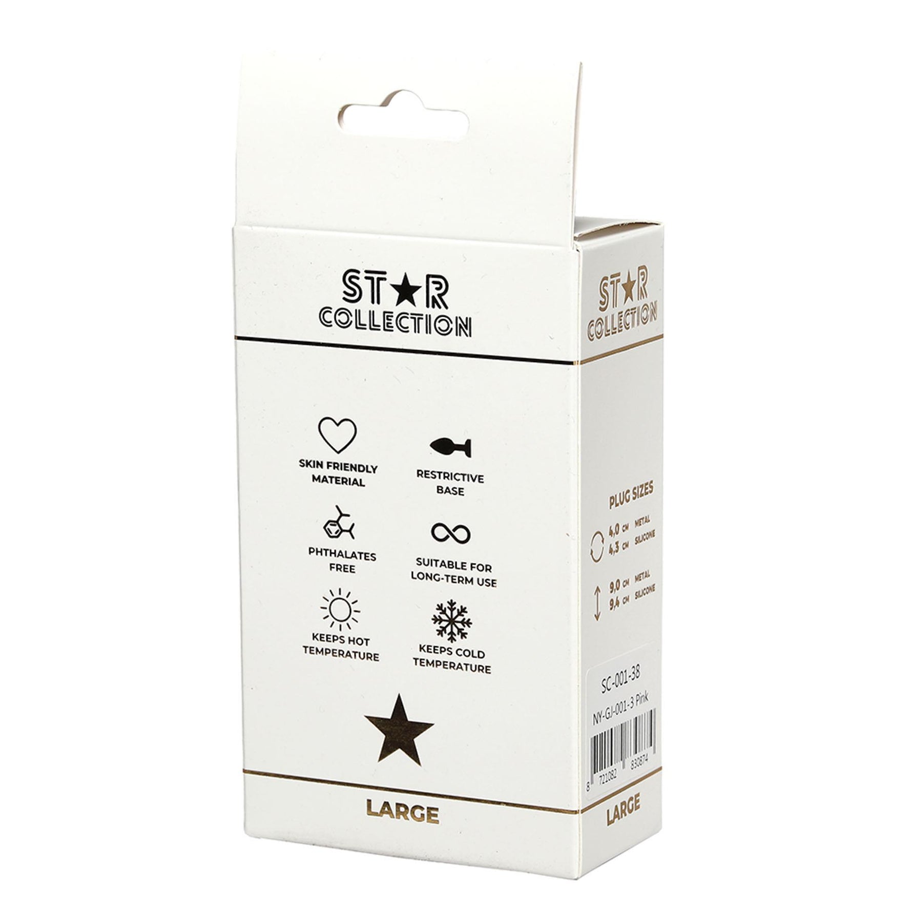 Dop anal din silicon Star Collection, roz, L, albastru deschis, piatră, 10 cm