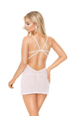 Babydoll Bridget SoftLine alb S/M cu zirconii