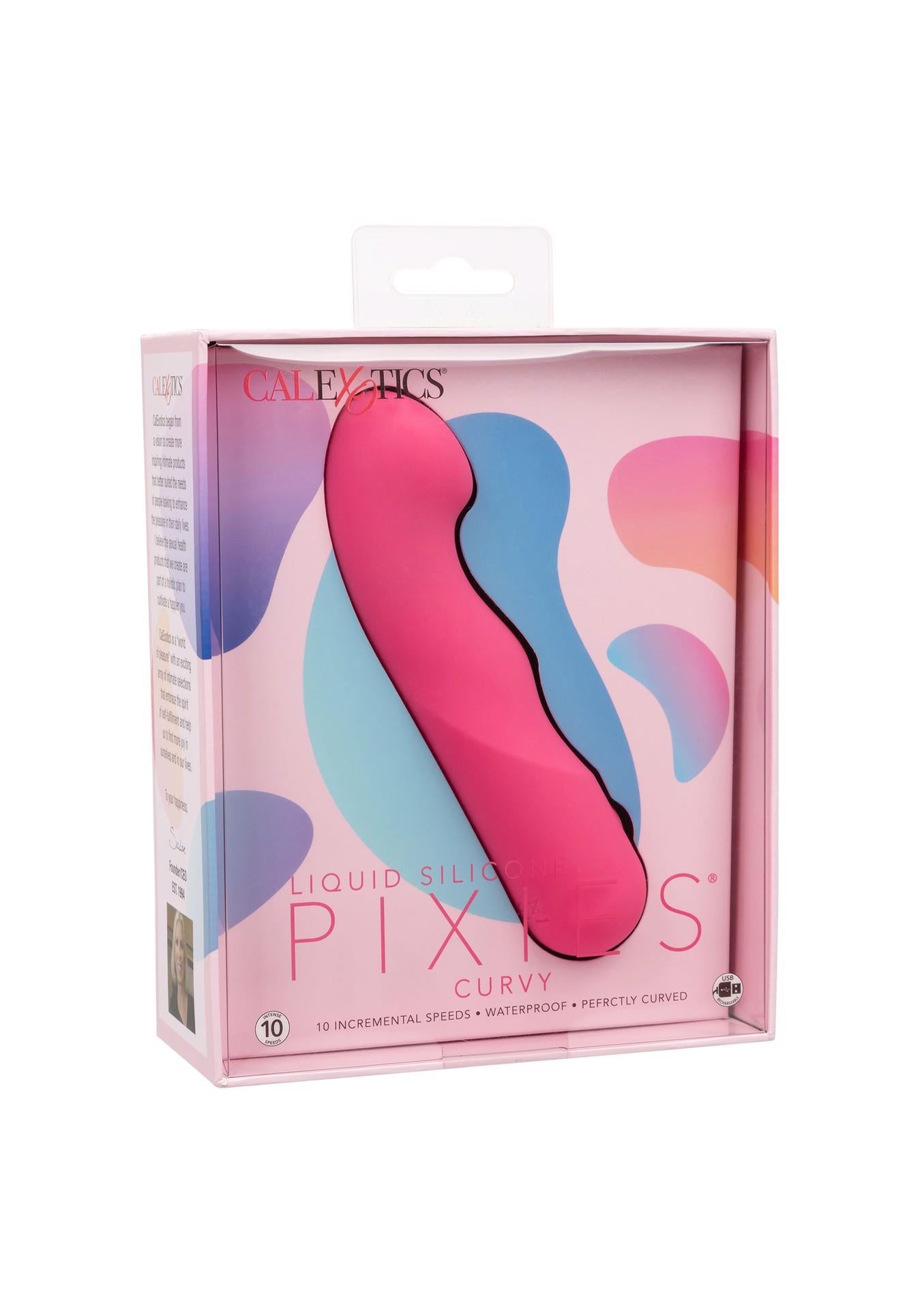 Vibrator Pixies Curvy din silicon, roz, USB, 10,75 cm