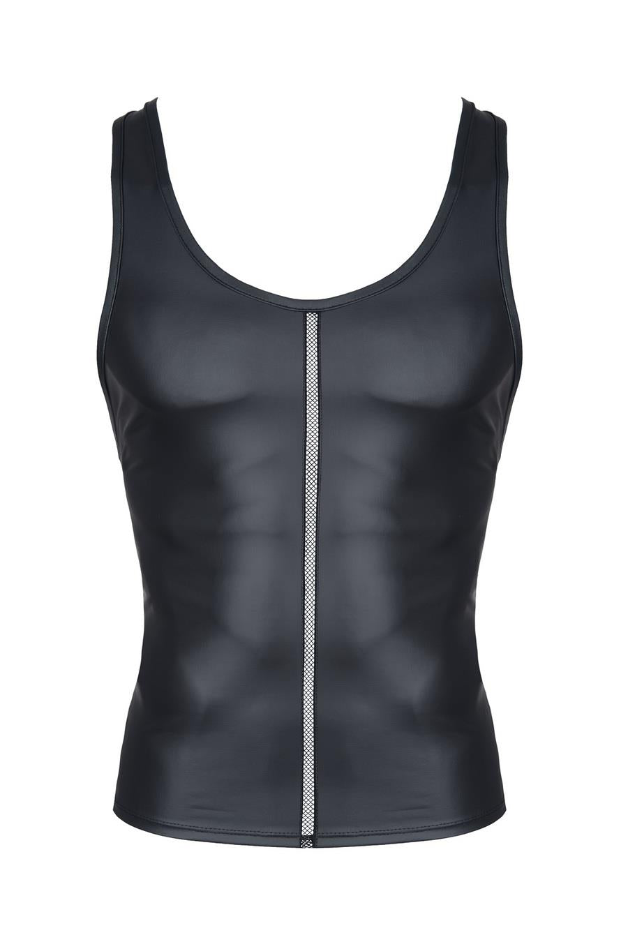 Tricou Regnes Fetish Planet pentru bărbați, fără mâneci, cu aspect de ud și bandă, negru, mărimea S